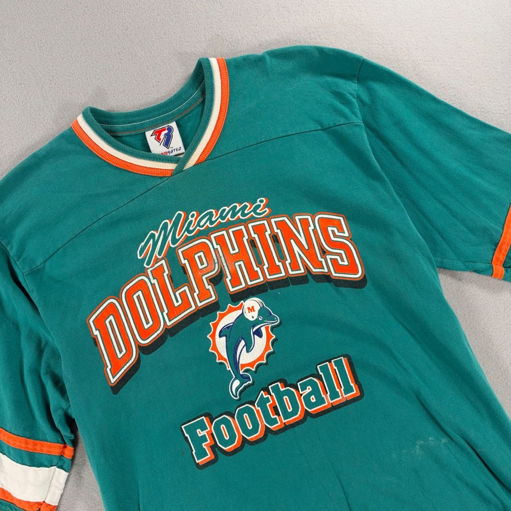 Team Rated Vintage Miami Dolphins Football Shirt XL Boys Teal Jersey Style